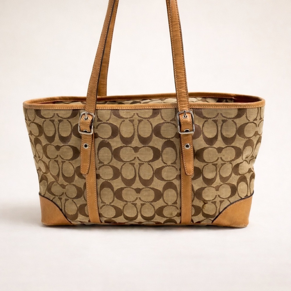 COACH Vintage Signature Canvas Leather Tote Bag | Style 6335 | GUC - Picture 3 of 11